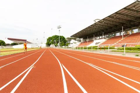 Red Running Track Stock Photos