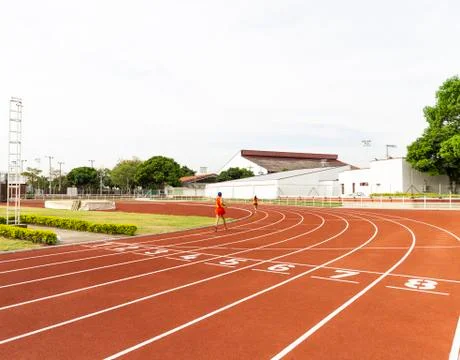 Red Running Track Stock Photos
