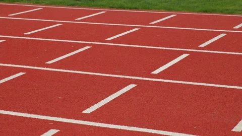 Red running track on stadium Stock Footage 155541793