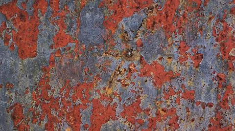 Red Rust on Blue Paint Stock Photos