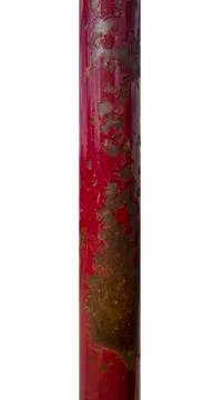 Red rusty old pipe isolated. Grunge vintage object Stock Photos