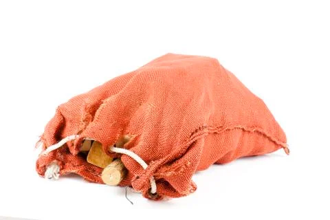 Red sack on white background Stock Photos