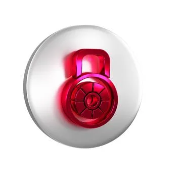 Red Safe combination lock icon isolated on transparent background. Combinat.. Illustrazione stock