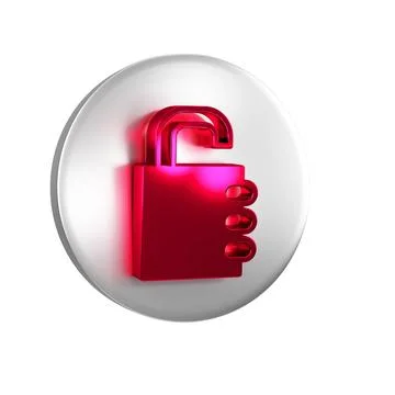 Red Safe combination lock icon isolated on transparent background. Combinatio イラスト素材