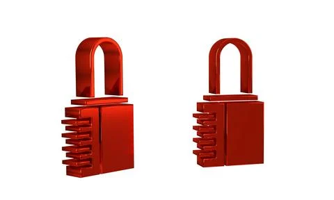 Red Safe combination lock icon isolated on transparent background. Combinat.. イラスト素材