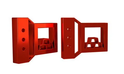 Red Safe with gold bars icon isolated on transparent background. Precious m.. Illustrazione stock