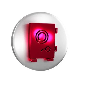 Red Safe icon isolated on transparent background. The door safe a bank vault  Illustrazione stock
