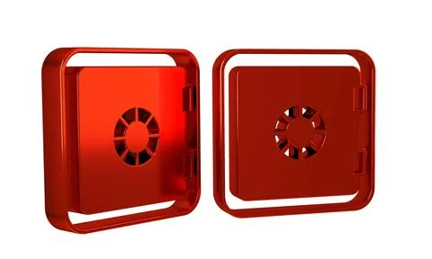 Red Safe icon isolated on transparent background. The door safe a bank vaul.. Illustrazione stock