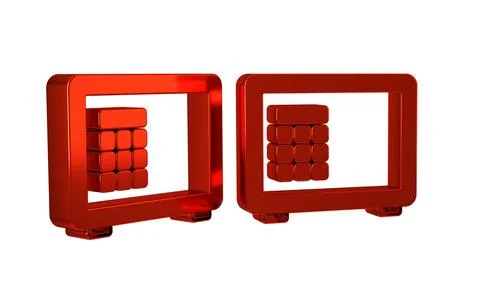 Red Safe icon isolated on transparent background. The door safe a bank vaul.. イラスト素材
