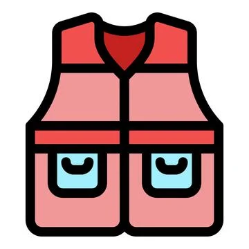 Red safety vest with pockets ensuring protection and visibility Illustrazione stock