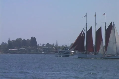 Red sailboat Stock Footage 861801