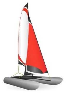 Red sailing catamaran Stock Illustration