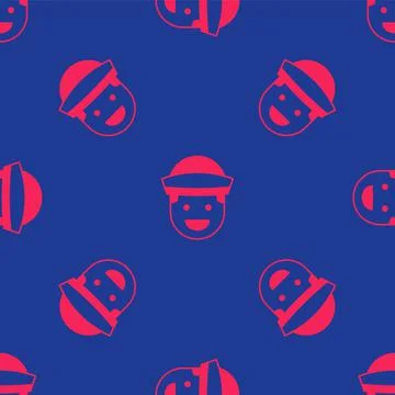 Red Sailor icon isolated seamless pattern on blue background.  Vector Stock Illustration