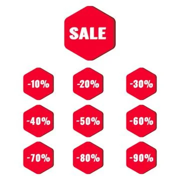 Red sale button in a Flat Design style. Stock Illustration