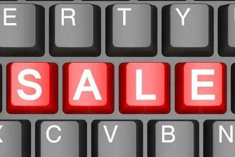 Red sale button on modern computer keyboard Stock Illustration