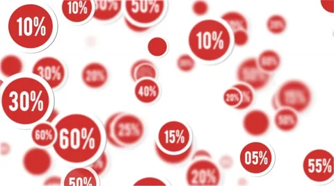 Red sale percentage circular stickers background Stock Footage