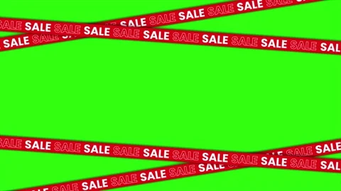 Red Sale Tape Seamless Loop Animation on Green Background Stock Footage 322584621