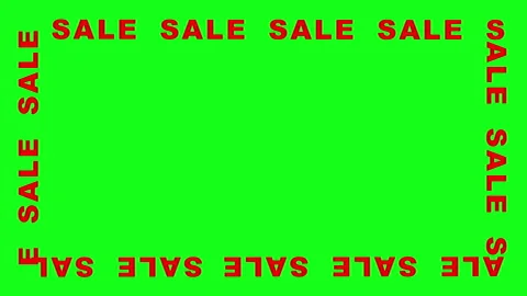Red sale text border animation, on a chroma green background Stock Footage 147944682