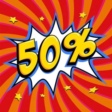 Red sale web banner. Pop art comic sale discount promotion banner Stock Illustration