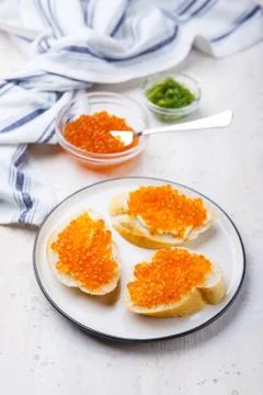 Red salmon caviar Stock Photos