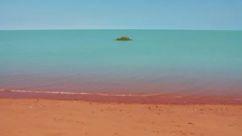 Red Sand Beach With Contrasting Turqoise Blue Water In Broome, Australia. Stock Footage 249519150