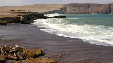 Red Sand Beach, Paracas National Reserve Stock Footage