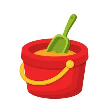 Red Sand Bucket Cartoon Vector Illustration Stock Illustration