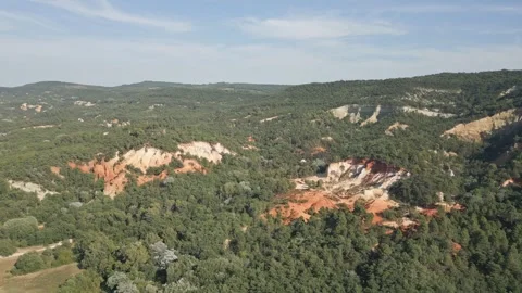 Red sands and abstract Rustrel canyon in Provencal Colorado near Roussillon Stock Footage 273106888