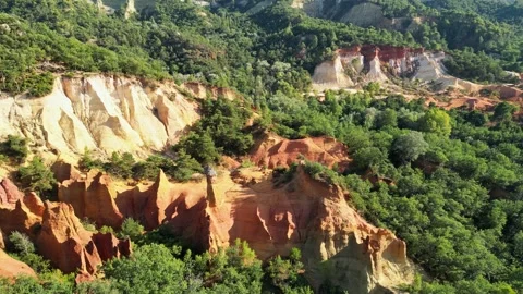 Red sands and abstract Rustrel canyon in Provencal Colorado near Roussillon Stock Footage 273107112