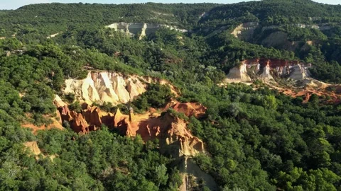 Red sands and abstract Rustrel canyon in Provencal Colorado near Roussillon Stock Footage 273107269