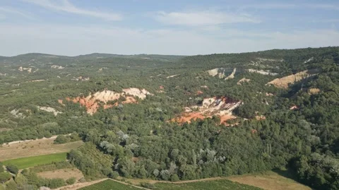 Red sands and abstract Rustrel canyon in Provencal Colorado near Roussillon Stock Footage 273107680
