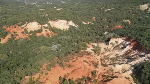 Red sands and abstract Rustrel canyon in Provencal Colorado near Roussillon Stock Footage 273107822