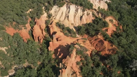 Red sands and abstract Rustrel canyon in Provencal Colorado near Roussillon Stock Footage 273108377