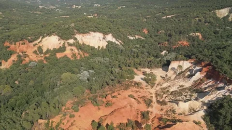 Red sands and abstract Rustrel canyon in Provencal Colorado near Roussillon Stock Footage 273108388