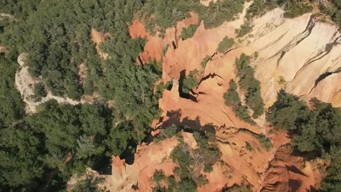 Red sands and abstract Rustrel canyon in Provencal Colorado near Roussillon Stock Footage 273108861