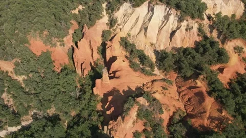 Red sands and abstract Rustrel canyon in Provencal Colorado near Roussillon Video stock 273108884