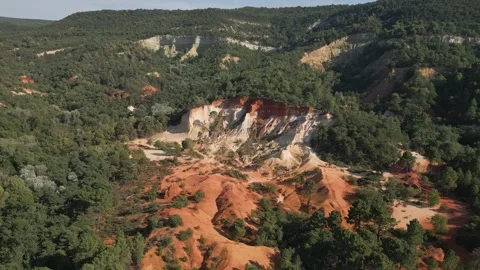 Red sands and abstract Rustrel canyon in Provencal Colorado near Roussillon Video stock 273109565