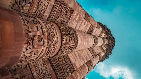 Red Sandstone and Marble Texture of Qutub Minar Tower 写真素材
