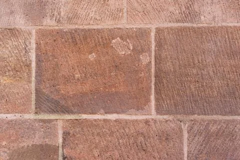 Red sandstone brick wall texture 写真素材