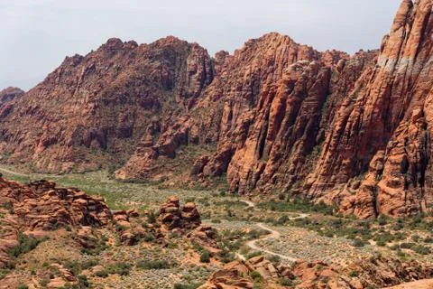 Red sandstone cliffs Stock Photos