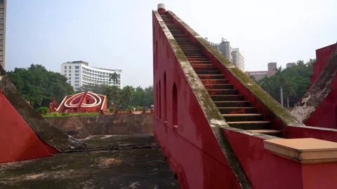 Red Sandstone Structures of Jantar Mantar, Delhi Stock Footage 317073334