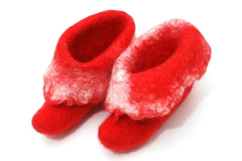 Red santa boots Stock-Fotos