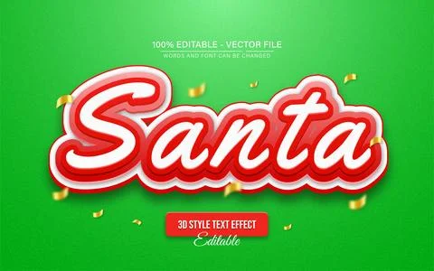 Red santa cartoon text effect editable Stock Illustration
