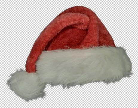 Red Santa Claus Father Christmas Hat Cap Hood Transparent Background PNG Stock Photos