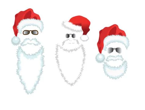Red Santa Claus Hat, beard and glasses. Illustrazione stock