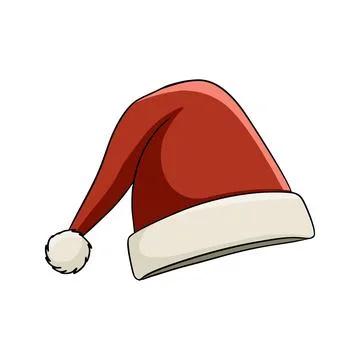 Red Santa Claus hat over white background. Ilustração Stock