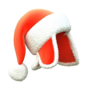 Red santa hat with ears on an isolated white background. 3d illustration Stock Illustration