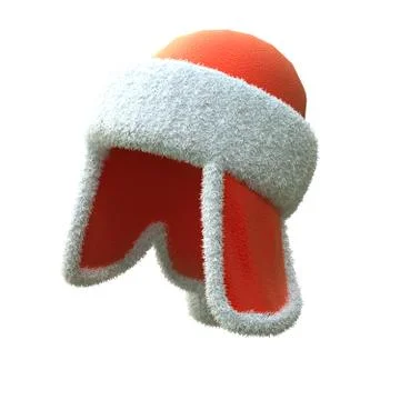 Red santa hat with ears on an isolated white background. 3d illustration Stock Illustration