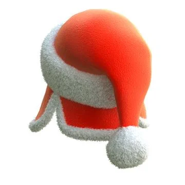 Red santa hat with ears on an isolated white background. 3d illustration Stock Illustration
