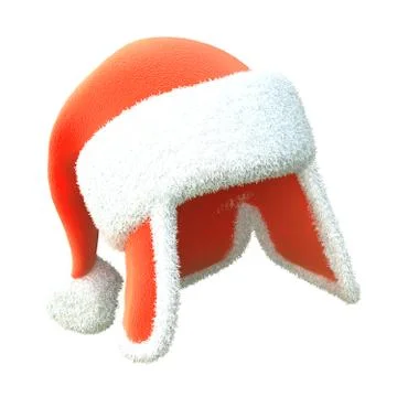 Red santa hat with ears on an isolated white background. 3d illustration Stock Illustration